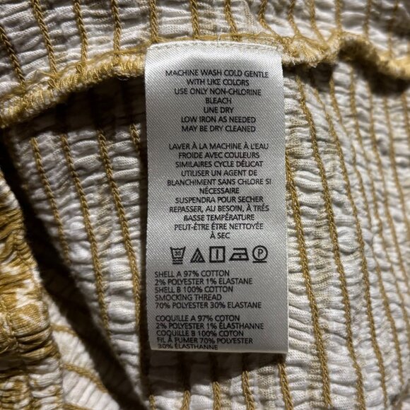 Anthropologie Seersucker Smocked Puff-Sleeve Crop Top Size L Chartreuse Floral - Picture 8 of 8